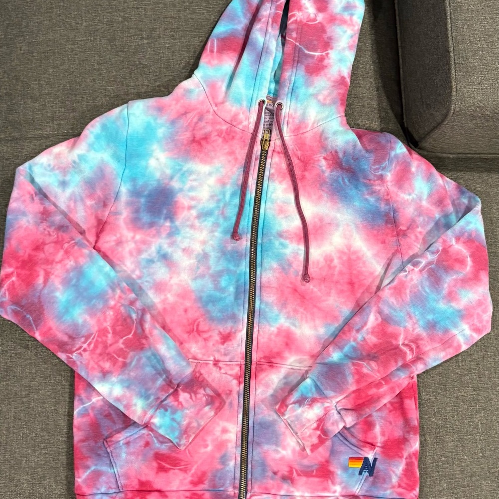 Aviator Nation Pink and Blue Tie-Dye Women’s Zip up. Very good Condition